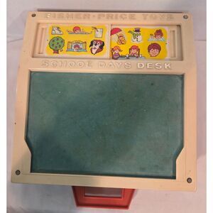 Vintage Fisher Price School Days Desk #176 w Letters Cards Chalkboard